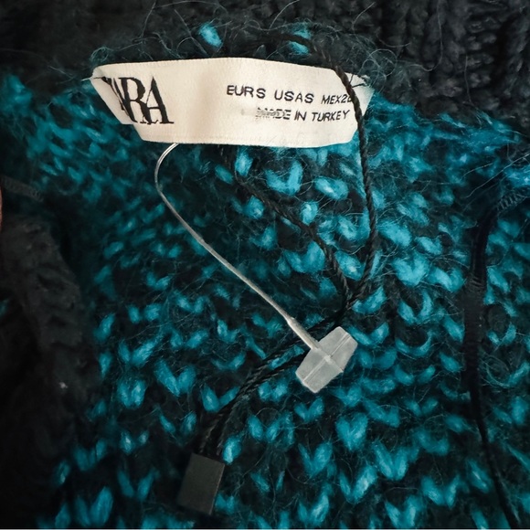 Zara blue black knit houndstooth  open cardigan NEW - Picture 3 of 3